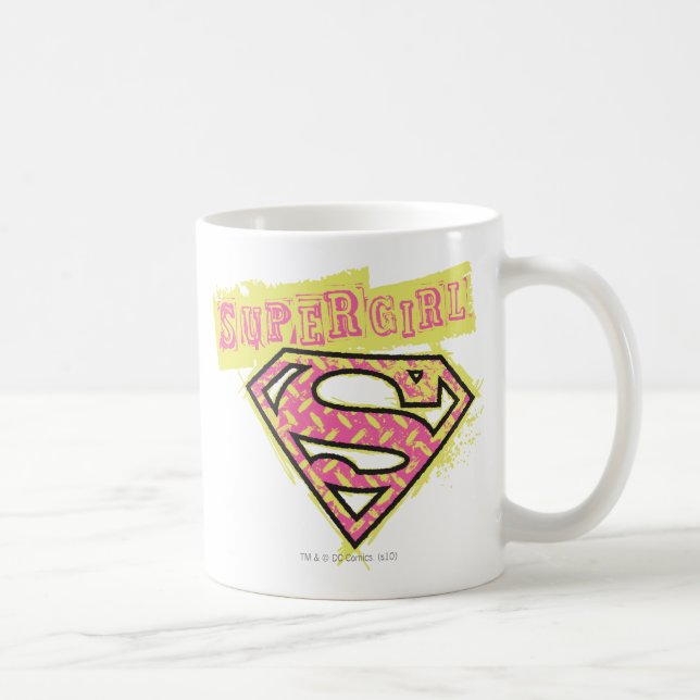 Supergirl Grunge Logo Pink Kaffeetasse (Rechts)