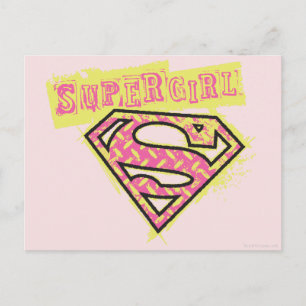 Supergirl Grunge Logo Pink Postkarte