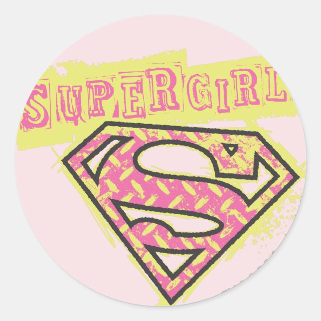 Supergirl Grunge Logo Pink Runder Aufkleber (Vorderseite)
