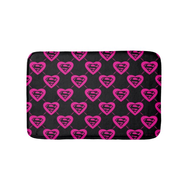 Supergirl Hearts Diagonal Pattern Badematte (Vorderseite)