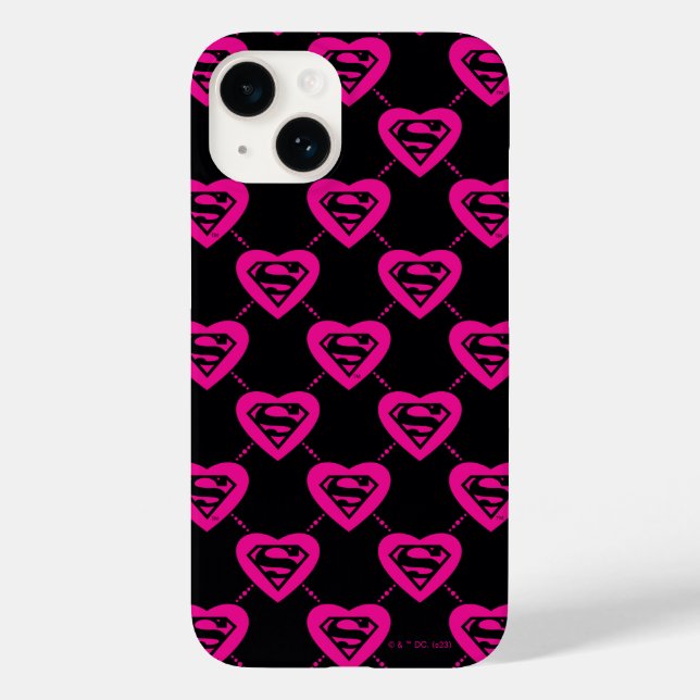 Supergirl Hearts Diagonal Pattern Case-Mate iPhone Hülle (Rückseite)