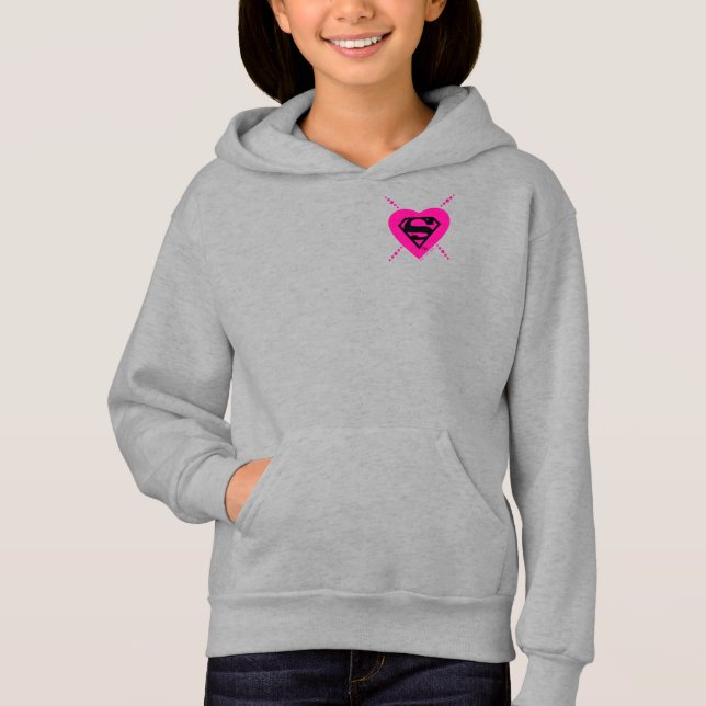 Supergirl Hearts Diagonal Pattern Hoodie (Vorderseite)
