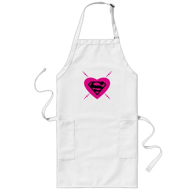 Supergirl Hearts Diagonal Pattern Lange Schürze (Vorne)