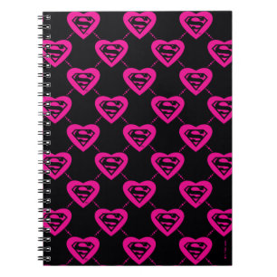 Supergirl Hearts Diagonal Pattern Notizblock