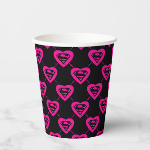 Supergirl Hearts Diagonal Pattern Pappbecher