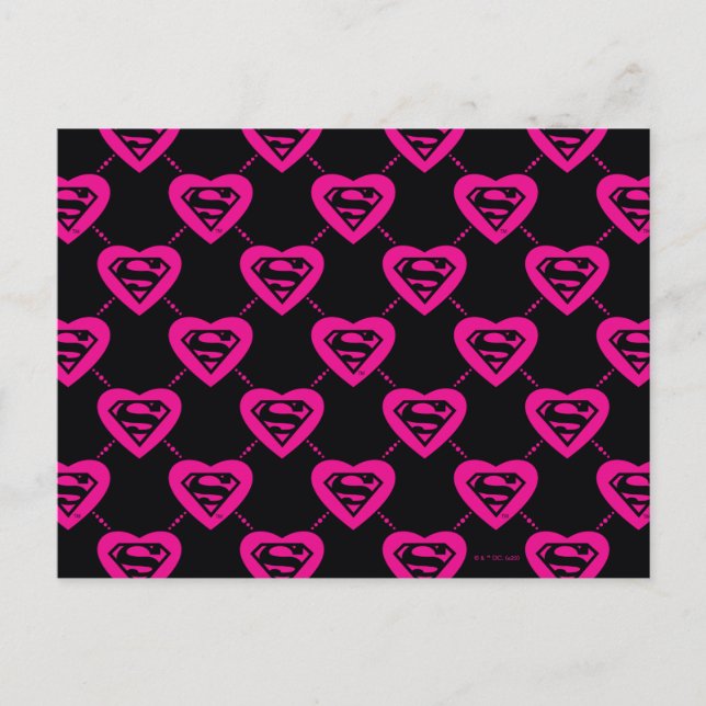 Supergirl Hearts Diagonal Pattern Postkarte (Vorderseite)