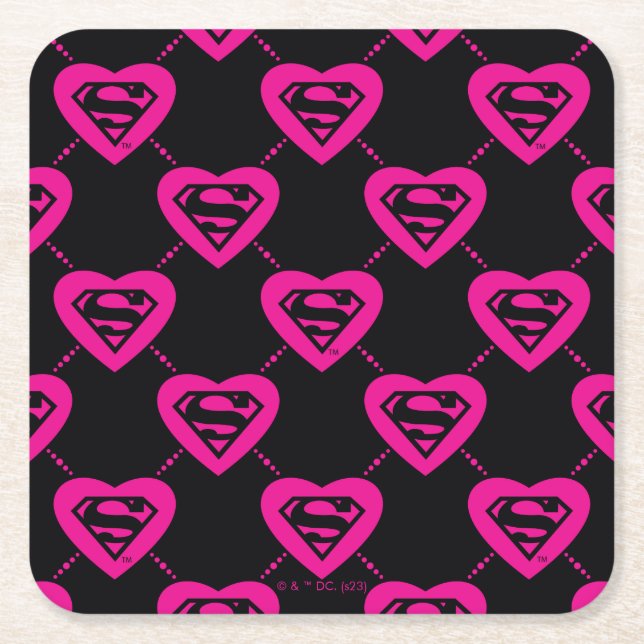 Supergirl Hearts Diagonal Pattern Rechteckiger Pappuntersetzer (Vorderseite)