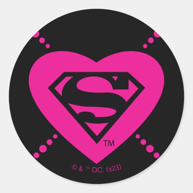 Supergirl Hearts Diagonal Pattern Runder Aufkleber (Vorderseite)