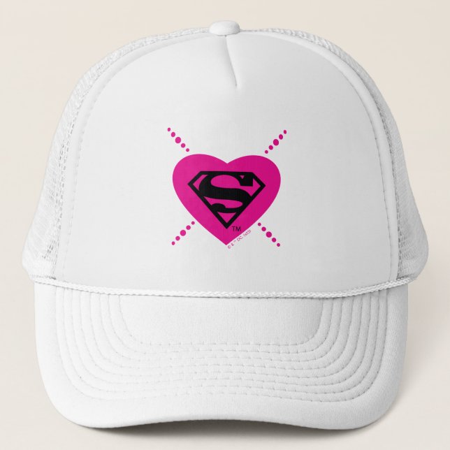 Supergirl Hearts Diagonal Pattern Truckerkappe (Vorderseite)