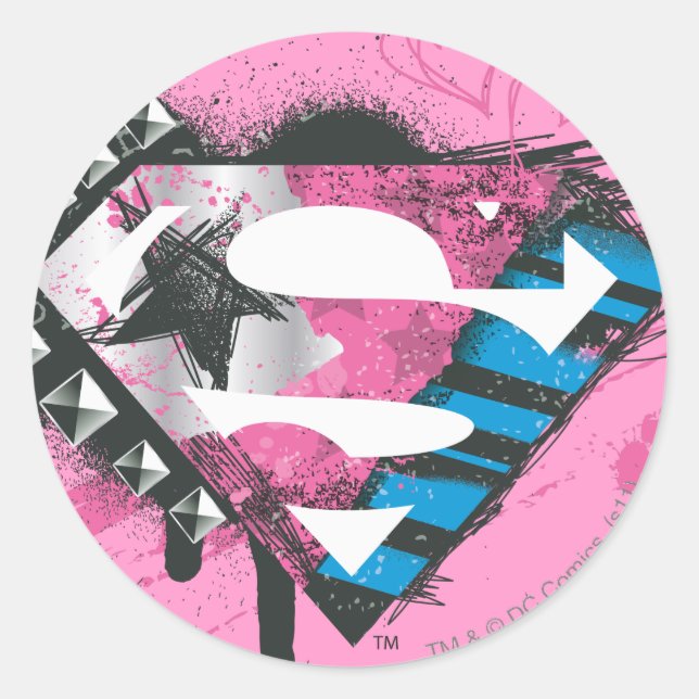 Supergirl Hearts Logo Runder Aufkleber (Vorderseite)