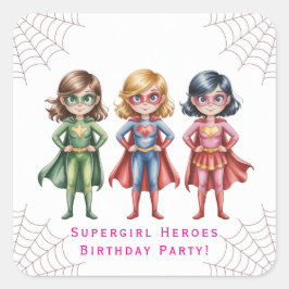 Supergirl Heroes Geburtstagsparty für Mädchen Quadratischer Aufkleber