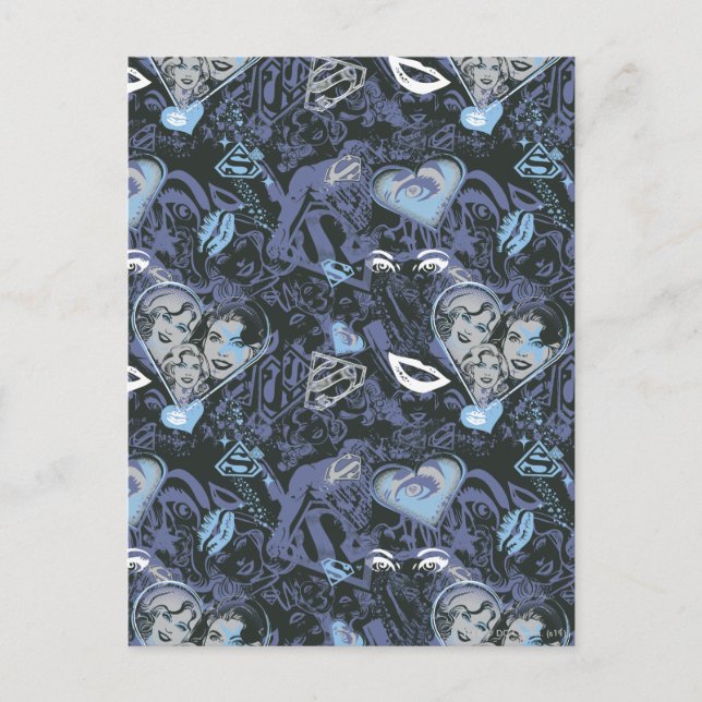 Supergirl Herz und Lips Muster Postkarte (Vorderseite)