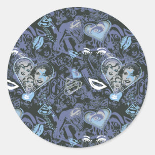 Supergirl Herz und Lips Muster Runder Aufkleber