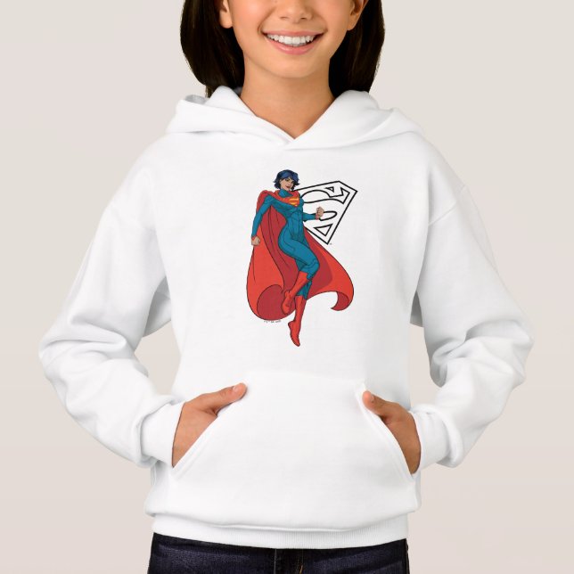 Supergirl Hovering in Blue Anzug Hoodie (Vorderseite)