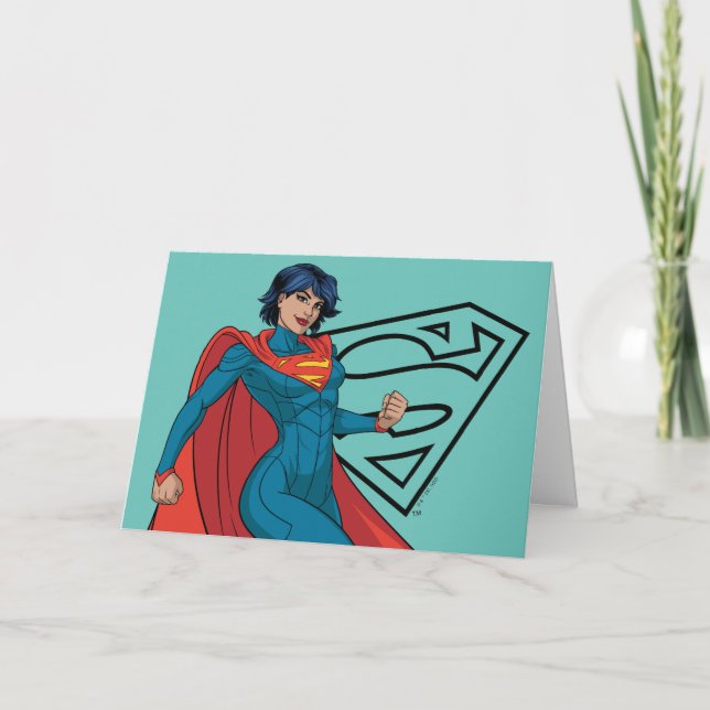 Supergirl Hovering in Blue Anzug Karte (Vorderseite)