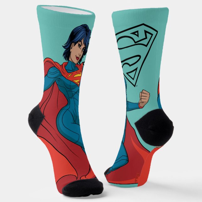 Supergirl Hovering in Blue Anzug Socken (Gewinkelt)