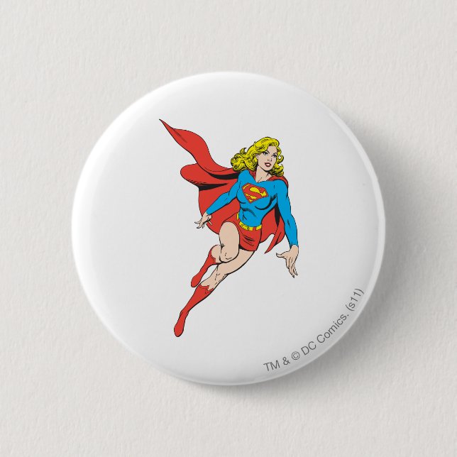 Supergirl in Bewegung Button (Vorderseite)