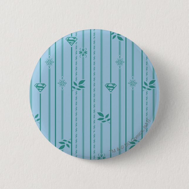 Supergirl Leaf Muster Blau Button (Vorderseite)