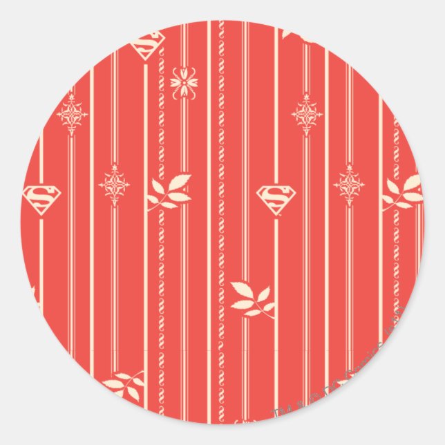 Supergirl Leaf Pattern Red Runder Aufkleber (Vorderseite)