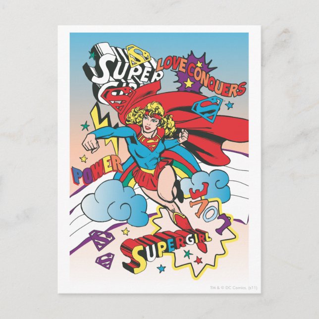 Supergirl Liebe Conquers Postkarte (Vorderseite)