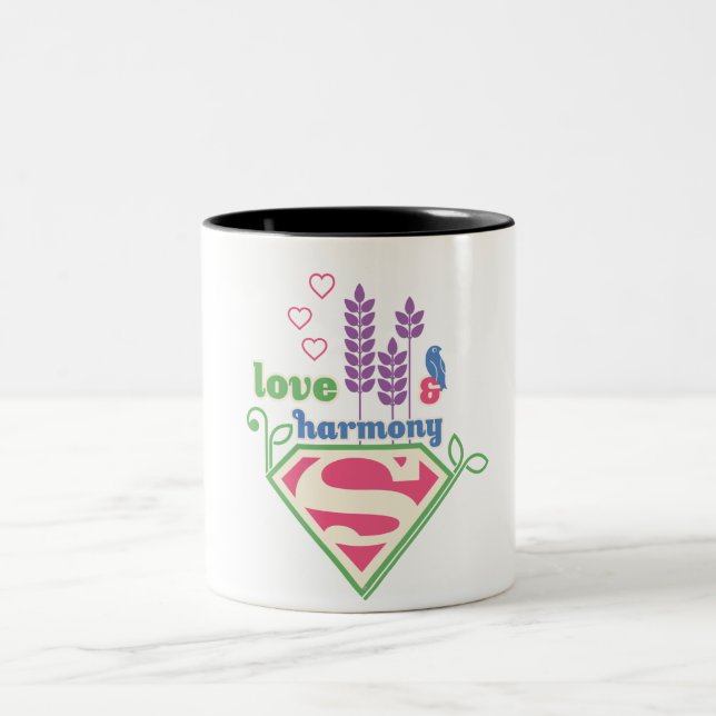 Supergirl Liebe & Harmonie Zweifarbige Tasse (Mittel)