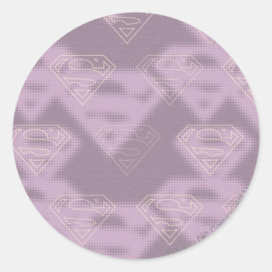Supergirl-Lila-Halftone-Logo Runder Aufkleber
