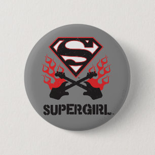 Supergirl Logo Black Flaming Gitarren Button