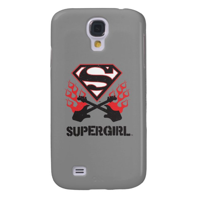 Supergirl Logo Black Flaming Gitarren Case-Mate Samsung Galaxy Hülle (Rückseite)
