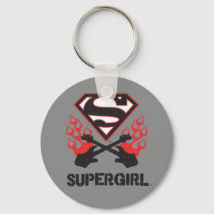 Supergirl Logo Black Flaming Gitarren Schlüsselanhänger