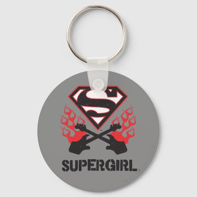 Supergirl Logo Black Flaming Gitarren Schlüsselanhänger (Vorderseite)