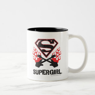Supergirl Logo Black Flaming Gitarren Zweifarbige Tasse