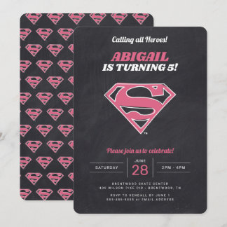 Supergirl Logo Girls Chalkboard Geburtstag Einladung
