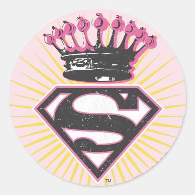 Supergirl-Logo mit Krone Runder Aufkleber (Vorderseite)