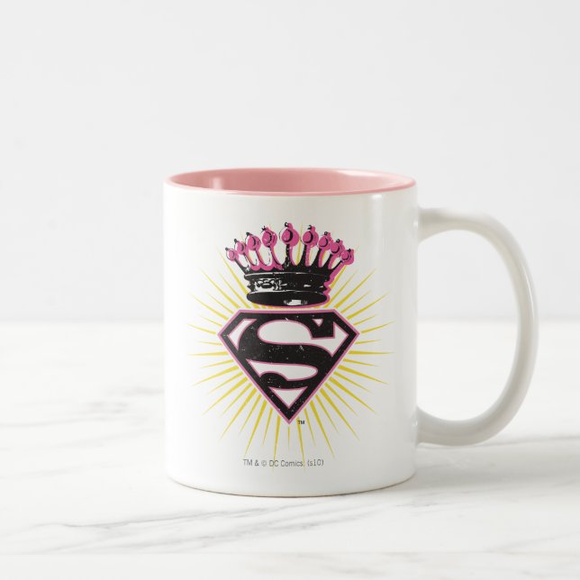 Supergirl-Logo mit Krone Zweifarbige Tasse (Rechts)