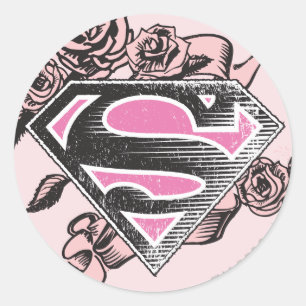 Supergirl-Logo mit Rose Runder Aufkleber