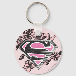 Supergirl-Logo mit Rose Schlüsselanhänger