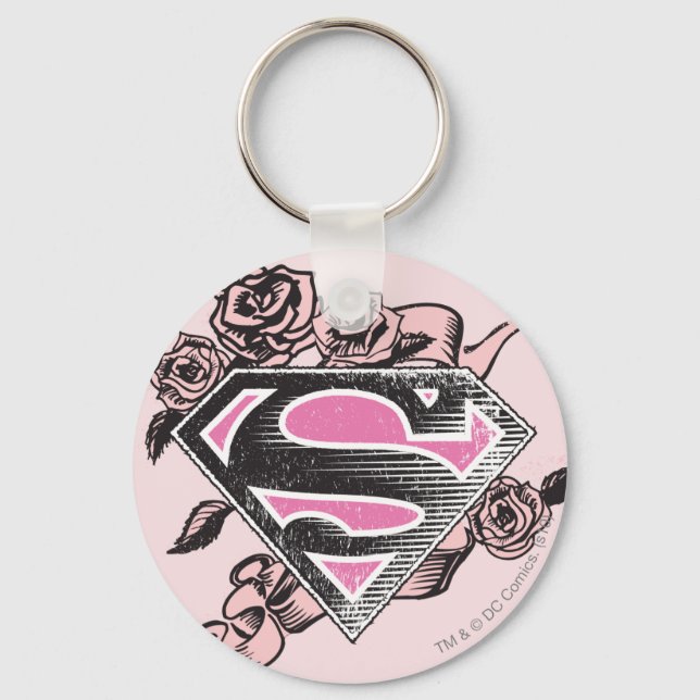 Supergirl-Logo mit Rose Schlüsselanhänger (Vorderseite)