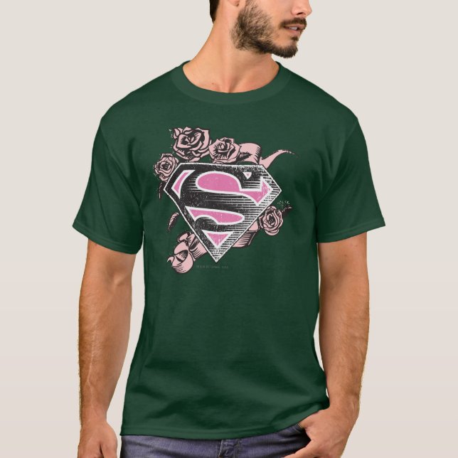 Supergirl Logo mit Rosen T-Shirt (Vorderseite)