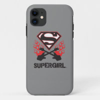Supergirl Logo-Schwarz-lodernde Gitarren