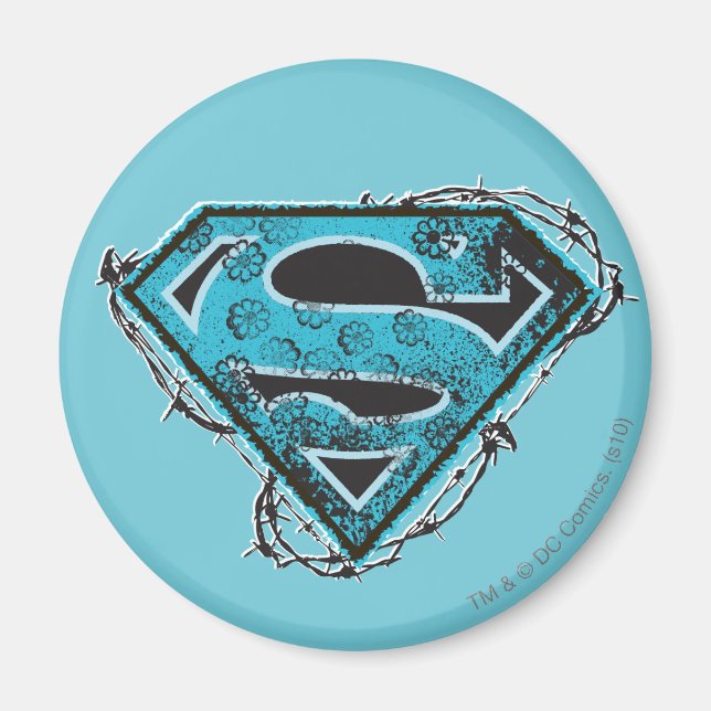 Supergirl-Logo-Stacheldraht und Blume Magnet (Vorne)
