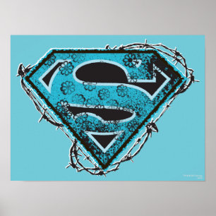 Supergirl-Logo-Stacheldraht und Blume Poster