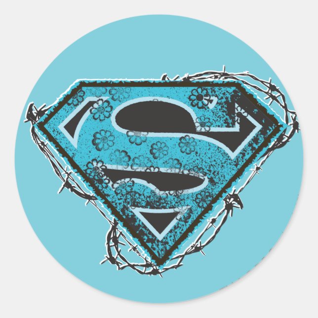 Supergirl-Logo-Stacheldraht und Blume Runder Aufkleber (Vorderseite)