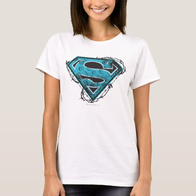 Supergirl-Logo-Stacheldraht und Blume T-Shirt (Vorderseite)