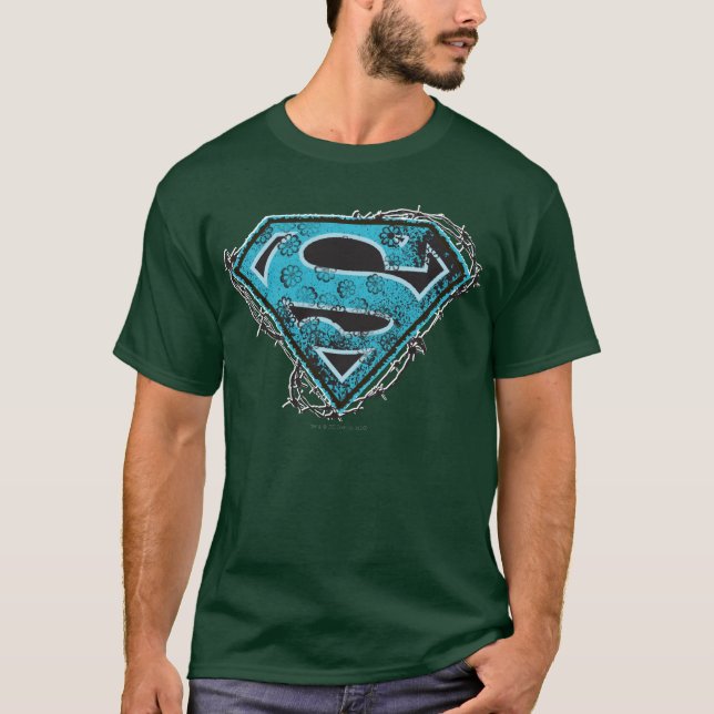 Supergirl-Logo-Stacheldraht und Blume T-Shirt (Vorderseite)