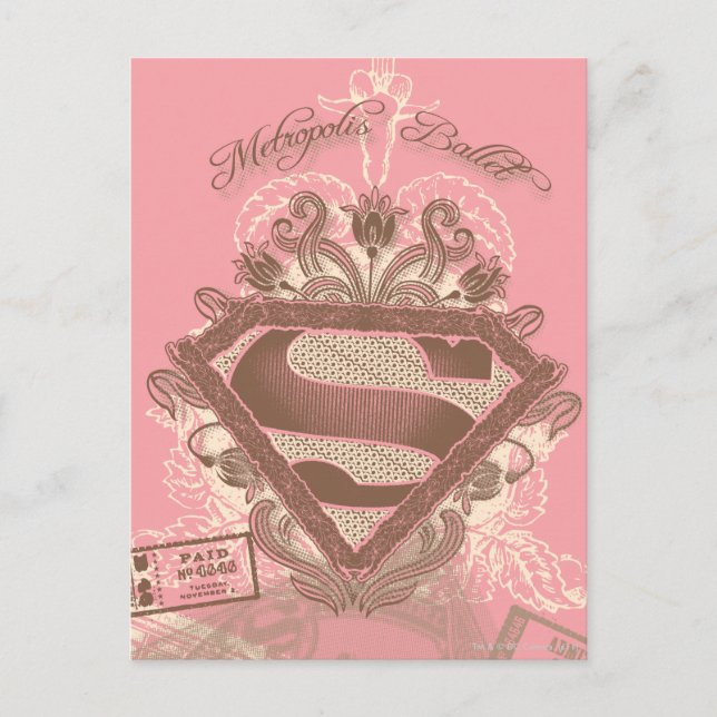 Supergirl Metropolis Ballett rosa Postkarte (Vorderseite)