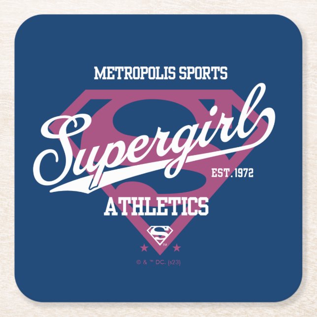 Supergirl Metropolis Sportathletik Grafik Rechteckiger Pappuntersetzer (Vorderseite)