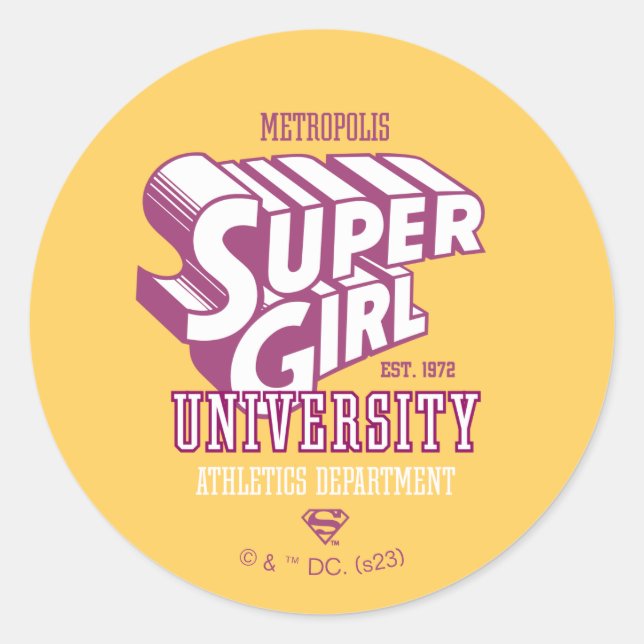 Supergirl Metropolis University Athletics Dept. Runder Aufkleber (Vorderseite)
