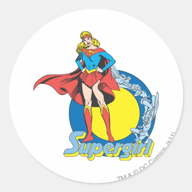 Supergirl mit Logo Runder Aufkleber (Vorderseite)