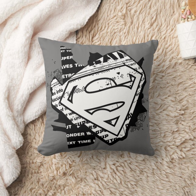Supergirl Newsprint S-Shield Kissen (Decke)