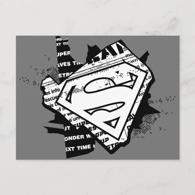 Supergirl Newsprint S-Shield Postkarte (Vorderseite)